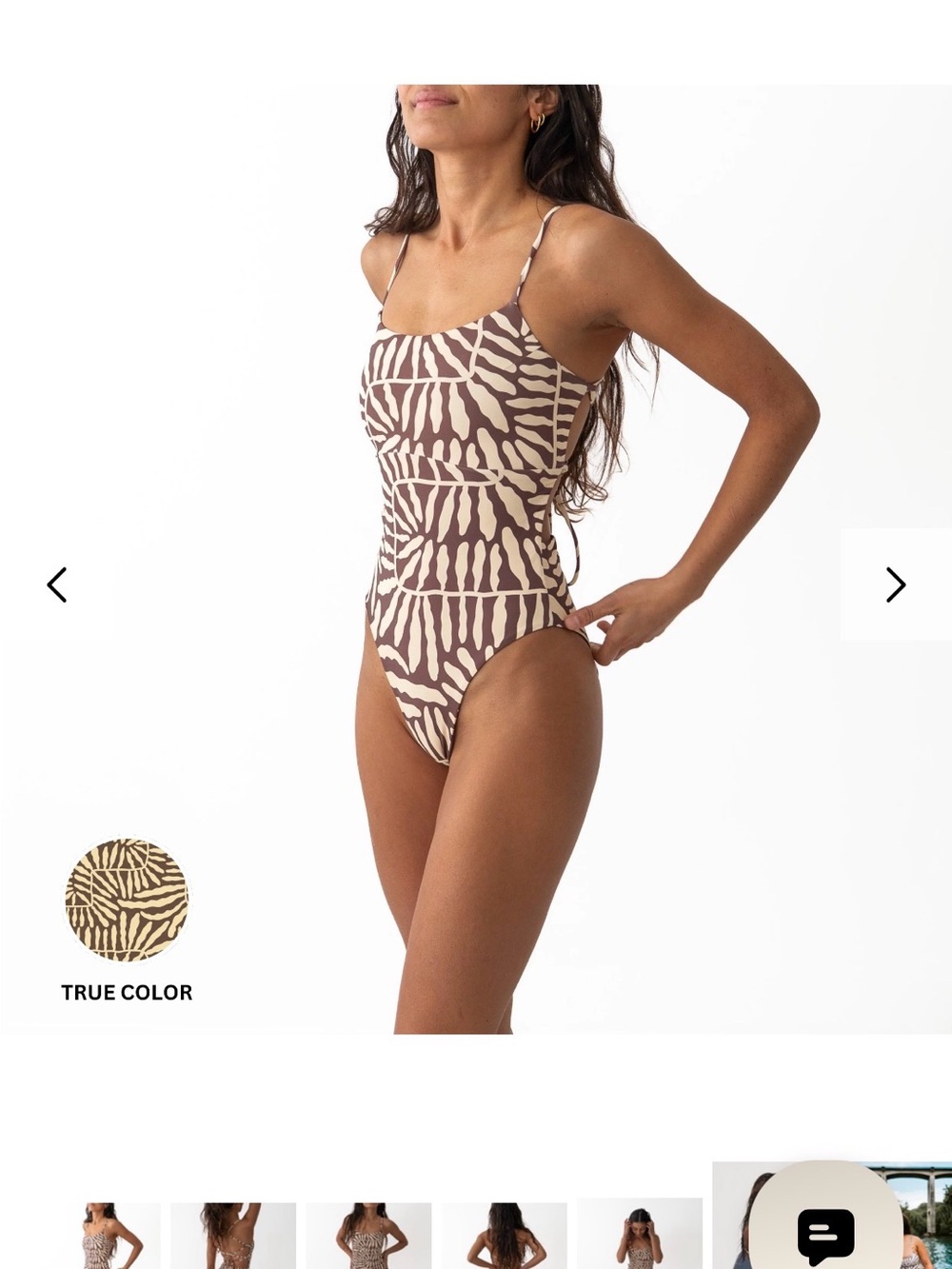 Brown & Cream Printed One-Piece Swimsuit